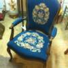 Beautiful needlepoint upholstered chair.    Much darker blue than shown.(navy blue).   295.00
